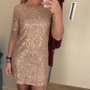 BB Dakota by Steve Madden Sparkling Sequin Mini Dress in Gold